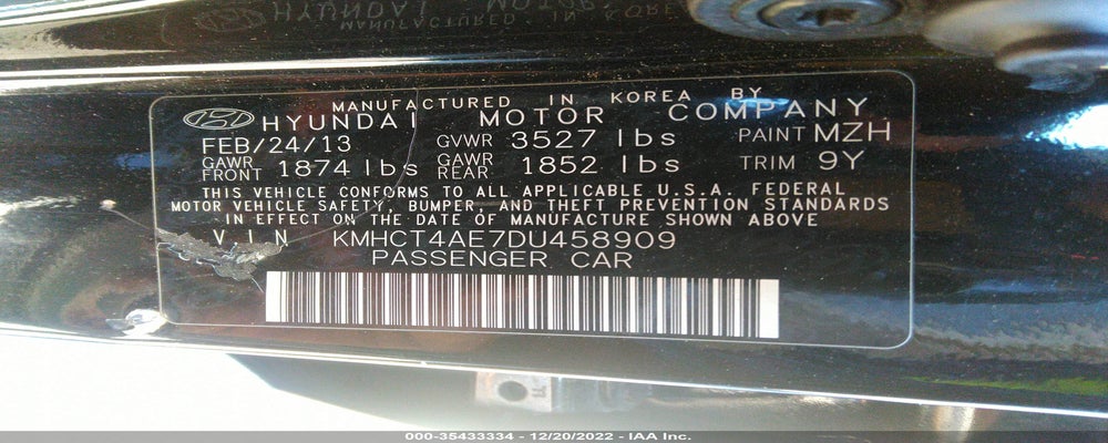 KMHCT4AE7DU458909 2013 HYUNDAI ACCENT photo no. 9