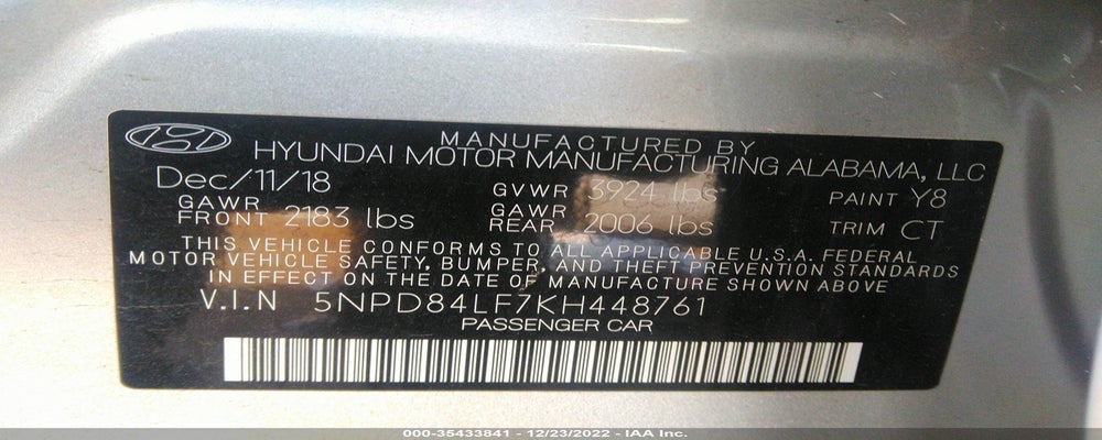 5NPD84LF7KH448761 2019 HYUNDAI ELANTRA photo no. 9