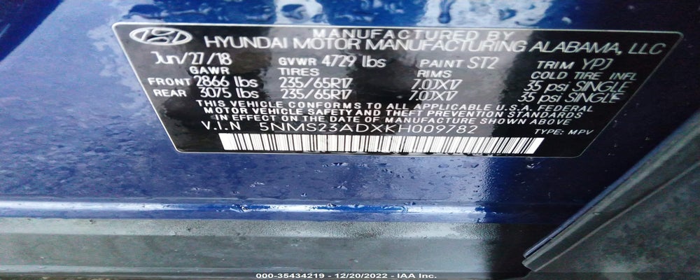 5NMS23ADXKH009782 2019 HYUNDAI SANTA FE photo no. 9