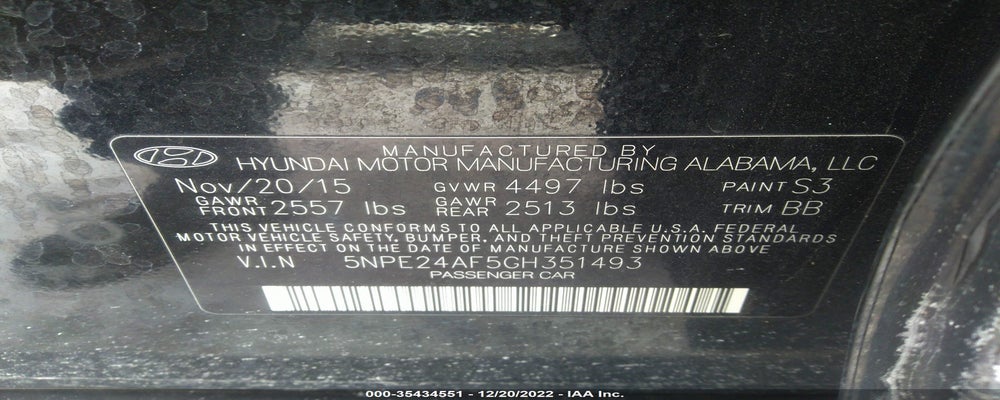 5NPE24AF5GH351493 2016 HYUNDAI SONATA photo no. 9