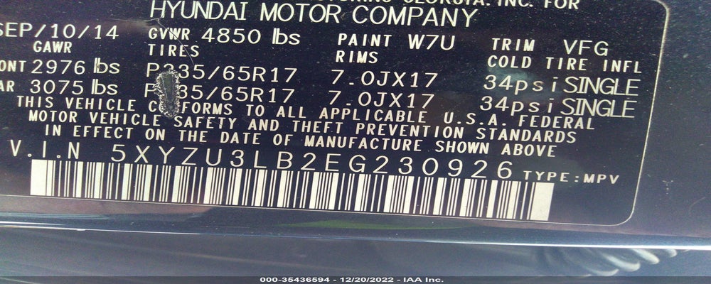 5XYZU3LB2EG230926 2014 HYUNDAI SANTA FE SPORT photo no. 9