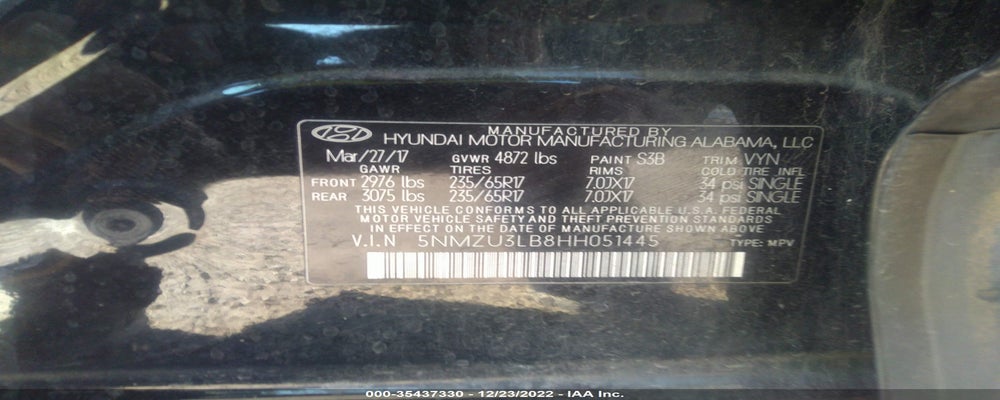 5NMZU3LB8HH051445 2017 HYUNDAI SANTA FE SPORT photo no. 9