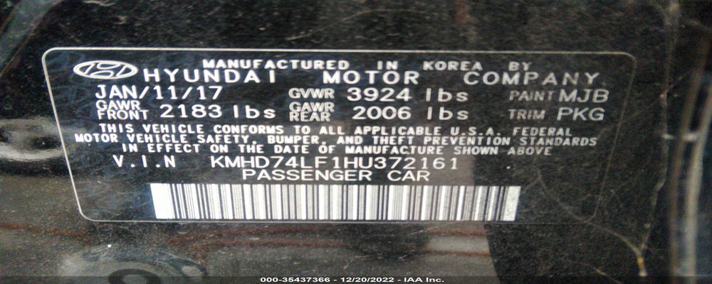 KMHD74LF1HU372161 2017 HYUNDAI ELANTRA photo no. 9