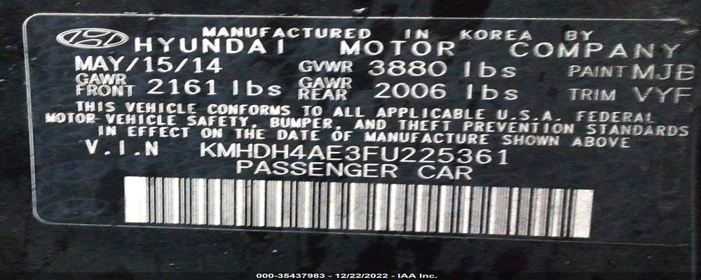 KMHDH4AE3FU225361 2015 HYUNDAI ELANTRA photo no. 9