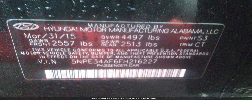5NPE34AF6FH216227 2015 HYUNDAI SONATA photo no. 9