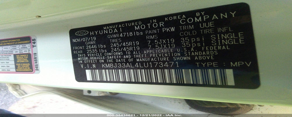 KM8J33AL4LU173471 2020 HYUNDAI TUCSON photo no. 9