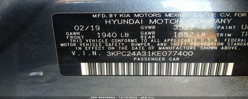 3KPC24A31KE077400 2019 HYUNDAI ACCENT photo no. 9