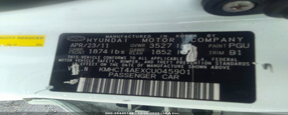 KMHCT4AEXCU045901 2012 HYUNDAI ACCENT photo no. 9