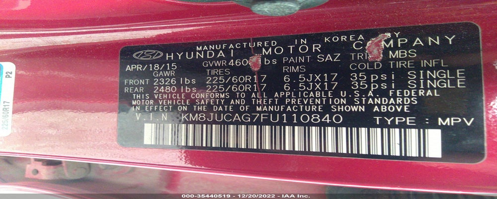 KM8JUCAG7FU110840 2015 HYUNDAI TUCSON photo no. 9
