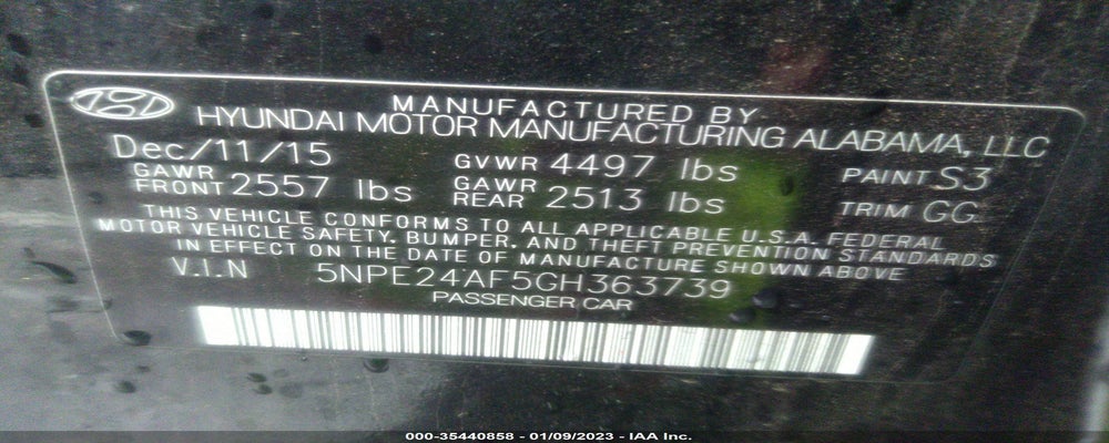 5NPE24AF5GH363739 2016 HYUNDAI SONATA photo no. 9