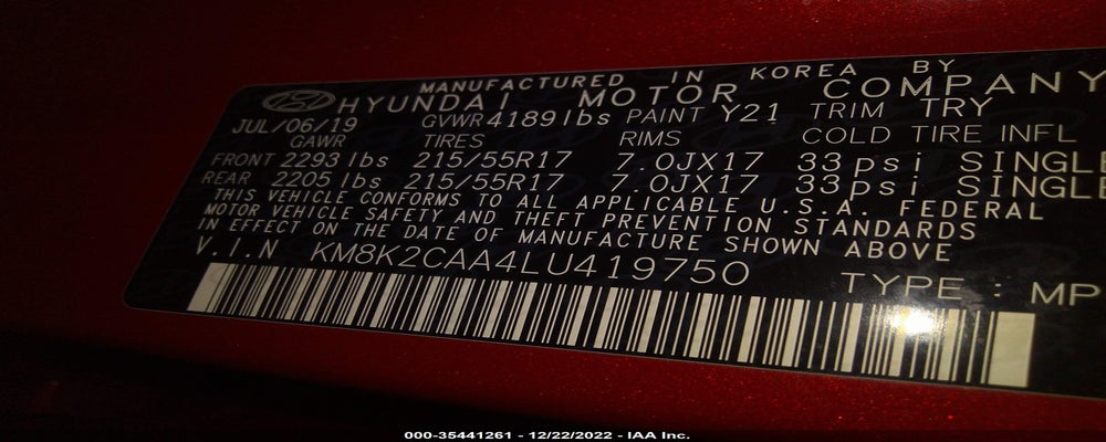 KM8K2CAA4LU419750 2020 HYUNDAI KONA photo no. 9