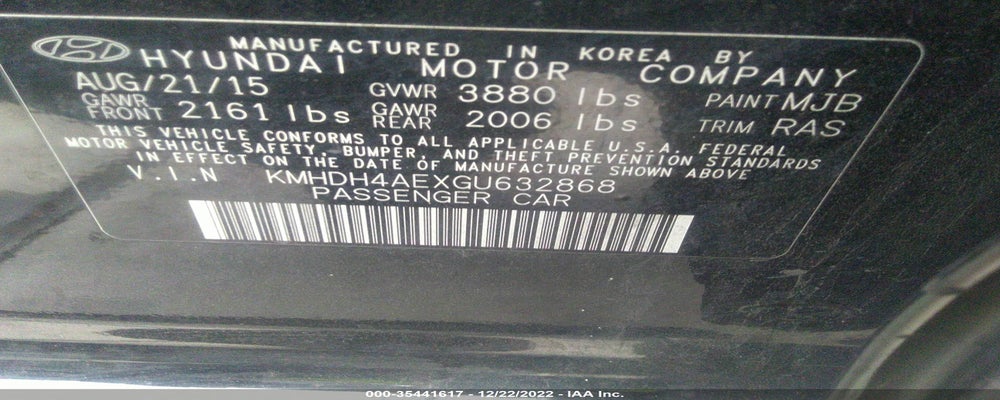 KMHDH4AEXGU632868 2016 HYUNDAI ELANTRA photo no. 9