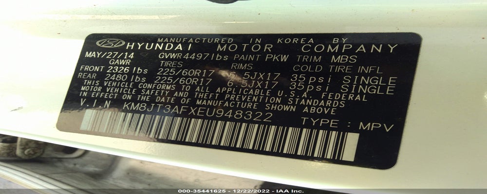 KM8JT3AFXEU948322 2014 HYUNDAI TUCSON photo no. 9
