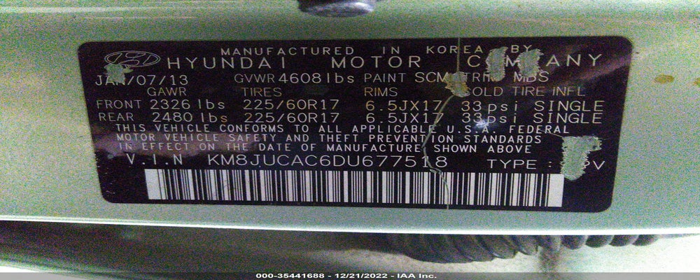 KM8JUCAC6DU677518 2013 HYUNDAI TUCSON photo no. 9