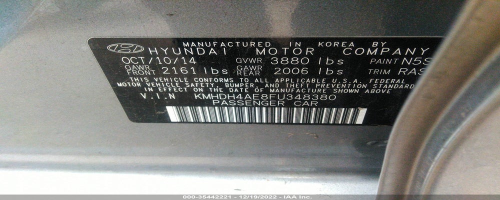 KMHDH4AE8FU348380 2015 HYUNDAI ELANTRA photo no. 9