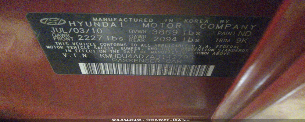 KMHDU4AD7AU142785 2010 HYUNDAI ELANTRA photo no. 9