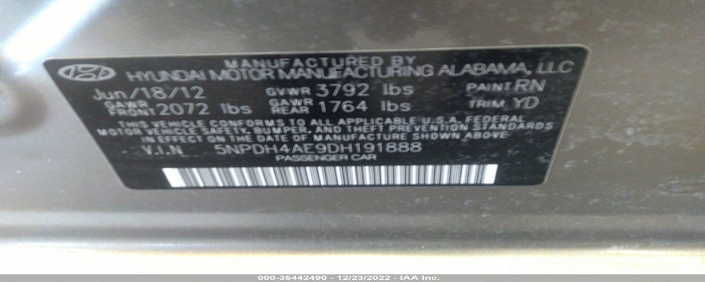 5NPDH4AE9DH191888 2013 HYUNDAI ELANTRA photo no. 9