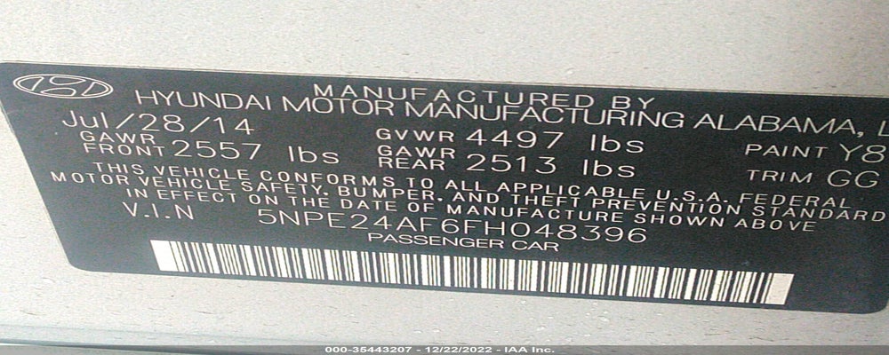 5NPE24AF6FH048396 2015 HYUNDAI SONATA photo no. 9