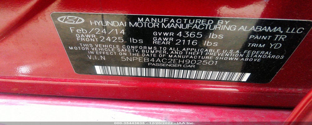 5NPEB4AC2EH902501 2014 HYUNDAI SONATA photo no. 9
