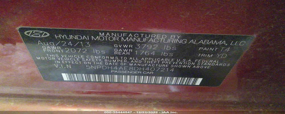 5NPDH4AE8DH407214 2013 HYUNDAI ELANTRA photo no. 9