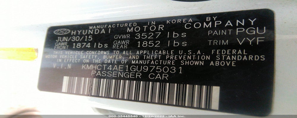KMHCT4AE1GU975031 2016 HYUNDAI ACCENT photo no. 9