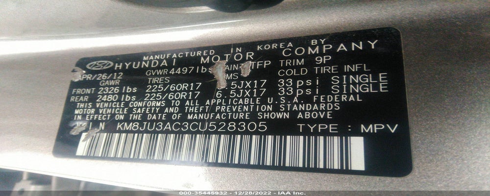 KM8JU3AC3CU528305 2012 HYUNDAI TUCSON photo no. 9
