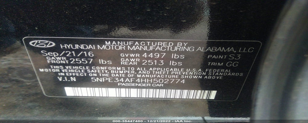 5NPE34AF4HH502774 2017 HYUNDAI SONATA photo no. 9