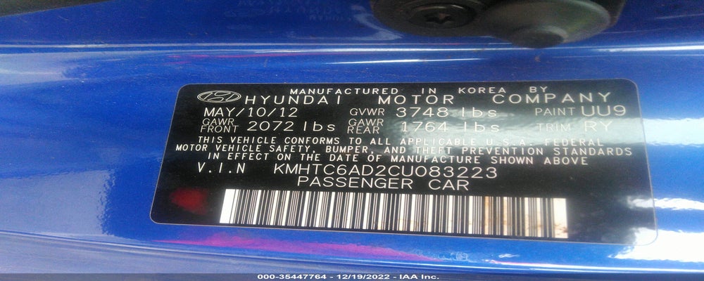 KMHTC6AD2CU083223 2012 HYUNDAI VELOSTER photo no. 9