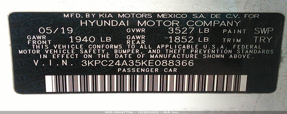 3KPC24A35KE088366 2019 HYUNDAI ACCENT photo no. 9