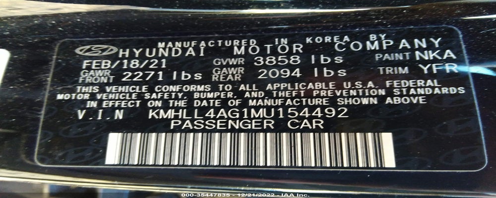 KMHLL4AG1MU154492 2021 HYUNDAI ELANTRA photo no. 9
