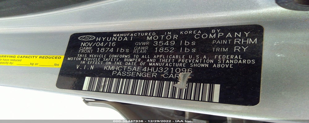KMHCT5AE4HU321096 2017 HYUNDAI ACCENT photo no. 9