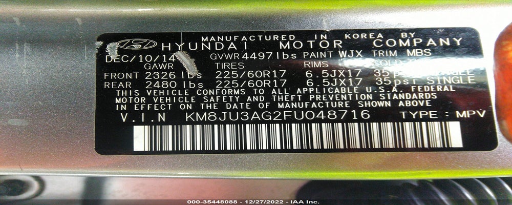 KM8JU3AG2FU048716 2015 HYUNDAI TUCSON photo no. 9
