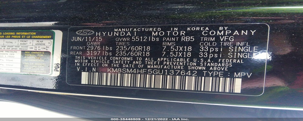 KM8SM4HF5GU137642 2016 HYUNDAI SANTA FE photo no. 9