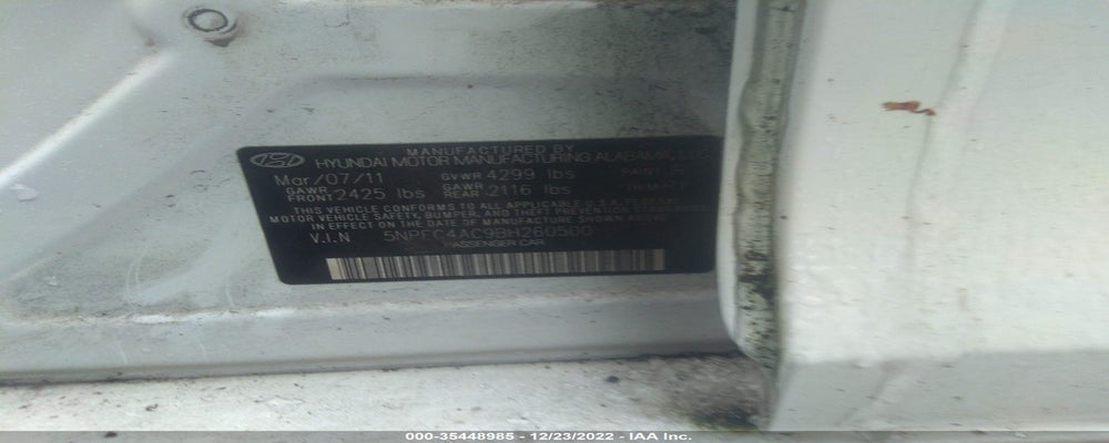 5NPEC4AC9BH260500 2011 HYUNDAI SONATA photo no. 9