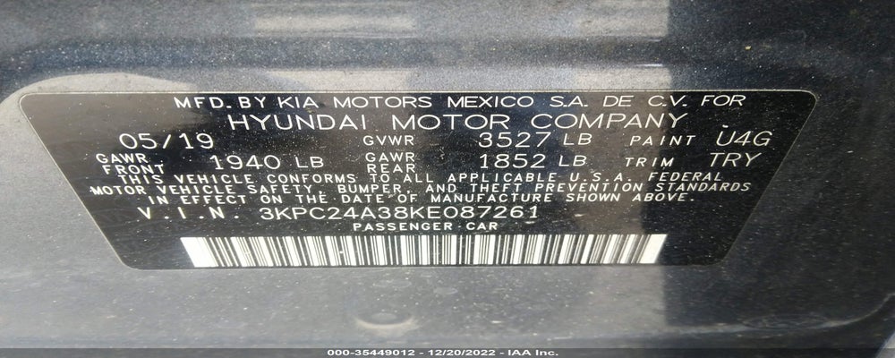 3KPC24A38KE087261 2019 HYUNDAI ACCENT photo no. 9