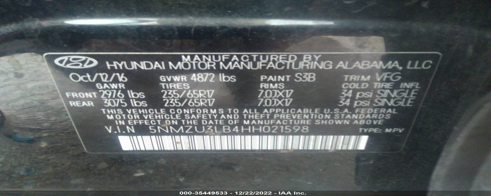 5NMZU3LB4HH021598 2017 HYUNDAI SANTA FE SPORT photo no. 9
