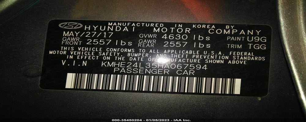 KMHE24L35HA067594 2017 HYUNDAI SONATA HYBRID photo no. 9