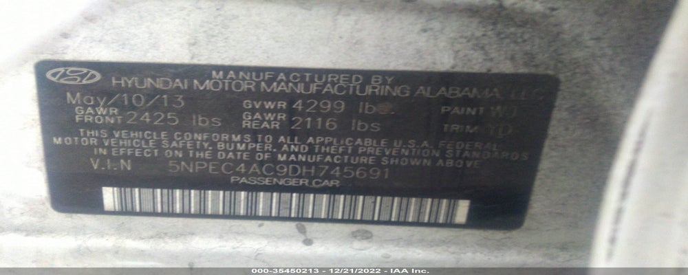 5NPEC4AC9DH745691 2013 HYUNDAI SONATA photo no. 9