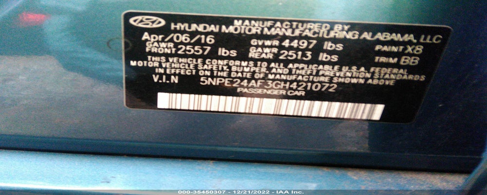 5NPE24AF3GH421072 2016 HYUNDAI SONATA photo no. 9