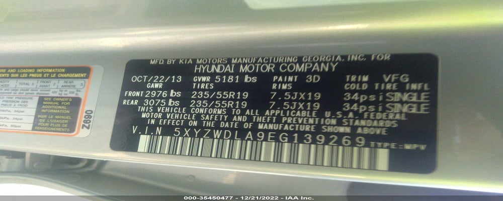 5XYZWDLA9EG139269 2014 HYUNDAI SANTA FE SPORT photo no. 9