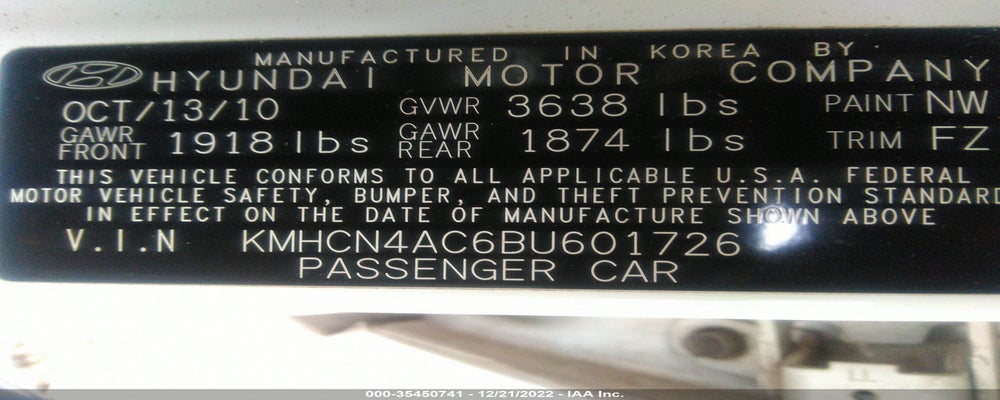 KMHCN4AC6BU601726 2011 HYUNDAI ACCENT photo no. 9