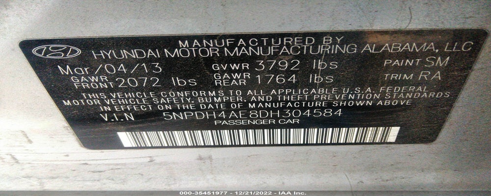 5NPDH4AE8DH304584 2013 HYUNDAI ELANTRA photo no. 9