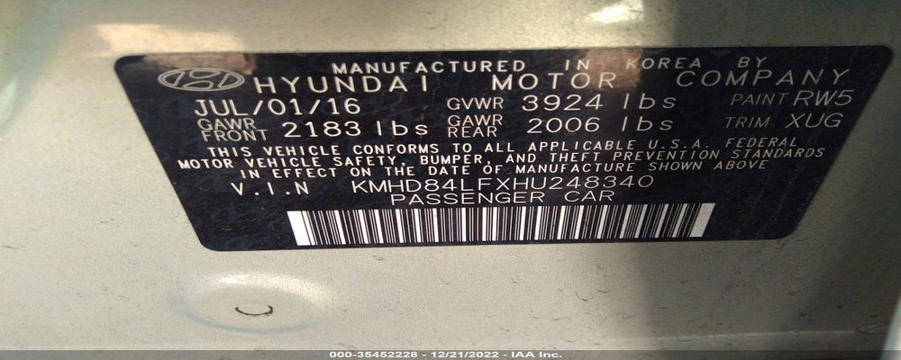 KMHD84LFXHU248340 2017 HYUNDAI ELANTRA photo no. 9