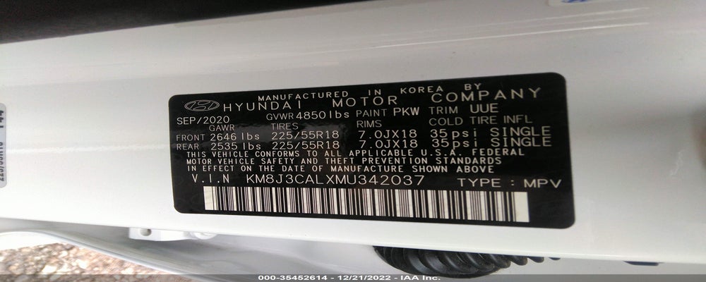 KM8J3CALXMU342037 2021 HYUNDAI TUCSON photo no. 9