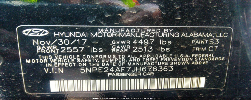 5NPE24AF7JH676363 2018 HYUNDAI SONATA photo no. 9