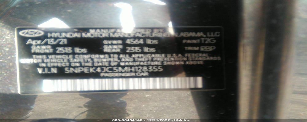 5NPEK4JC5MH128355 2021 HYUNDAI SONATA photo no. 9