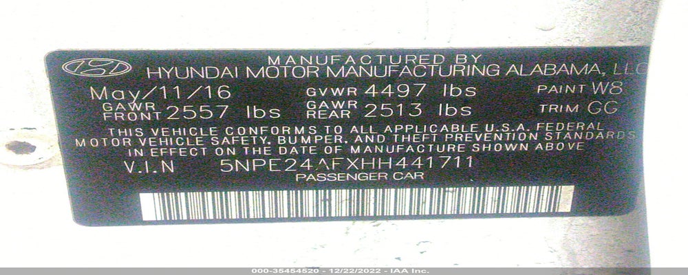 5NPE24AFXHH441711 2017 HYUNDAI SONATA photo no. 9
