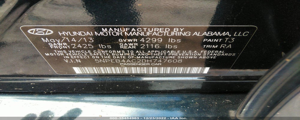 5NPEB4AC2DH747608 2013 HYUNDAI SONATA photo no. 9