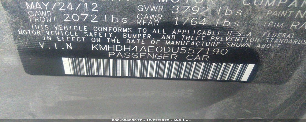 KMHDH4AE0DU557190 2013 HYUNDAI ELANTRA photo no. 9