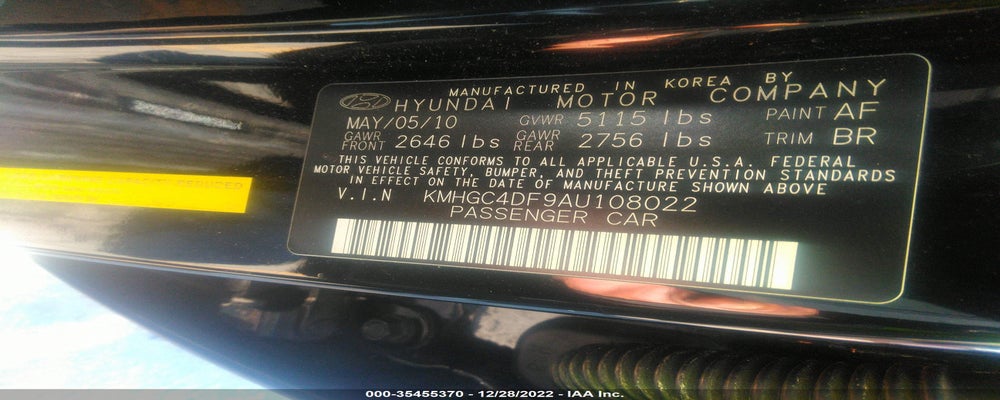 KMHGC4DF9AU108022 2010 HYUNDAI GENESIS photo no. 9